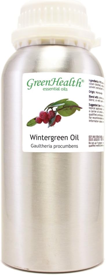 16 fl oz - Wintergreen Essential Oil (100% Pure & Uncut), Aluminum Bottle - GreenHealth