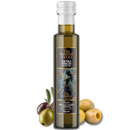 The Immortal Olive Oil | Premium Extra Virgin Olive Oil from Ancient Spanish Trees | High Polyphenol Content | Cold-Pressed | Third-Party Tested for Purity, 250ml