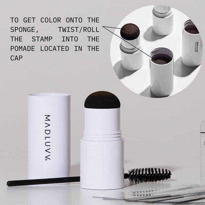 MADLUVV Brow Stamp Kit with Brow Stencils – Easy Eyebrow Shaper for Natural-Looking Brows – Popular Eyebrow Stencil Kit Used by Professionals – 9 Shapes, Spoolie, Travel Bag & Stamp (True Red)