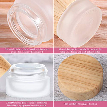 Geiserailie Glass Cosmetic Containers Empty Sample Jars with Leak Proof Lids Makeup Sample Containers for Lotion Cream Cosmetic(10 Pieces,30 Gram)