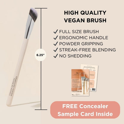 HALEYS Concealer Brush VEGAN+CRUELTY-FREE, Sustainable Wood, Vegan Bristles for Airbrushed Finish, For Creams,Liquids, Powder, Streak-free, Perfect Blending, Buffs, Smooths with Control, Special shape