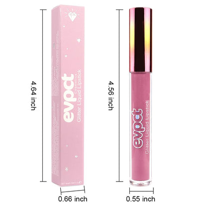 evpct 1Pcs Mauve Matte to Glitter Liquid Lipstick Lip Set Kit, Long Lasting Matte Diamond Glitter Lipstick Waterproof, Colorful Sparkly Glossy Metallic Shimmer Sparkle Lip Gloss for Women 01#