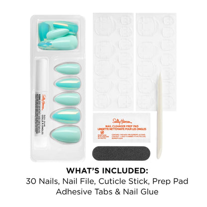 Sally Hansen Instant Cuticle Remover and Salon Effects Press-On Nails Kit with Aloe and Chamomile, 30 Designs