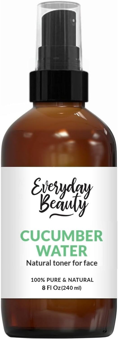 Cucumber Hydrosol Facial Toner - All Natural Hydrating Spray Mist for Face and Hair - 100% All Natural Cucumber Water Hydrosol 8oz with Fine Mist Cap