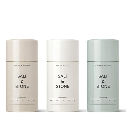 SALT & STONE Aluminum Free Deodorant | Extra Strength 48 Hour Protection for Women & Men | Made with Seaweed Extracts, Shea Butter & Prebiotics (Trio Set)