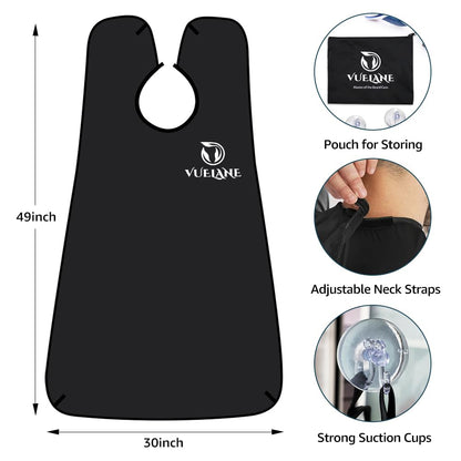 Beard Bib Beard Apron, Beard Bib Hair Catcher for Men Shaving, Non-Stick Beard Bib Apron for Men with Strong Suction Cups, Gifts for Men Husband, Grooming Kit for Men - Black