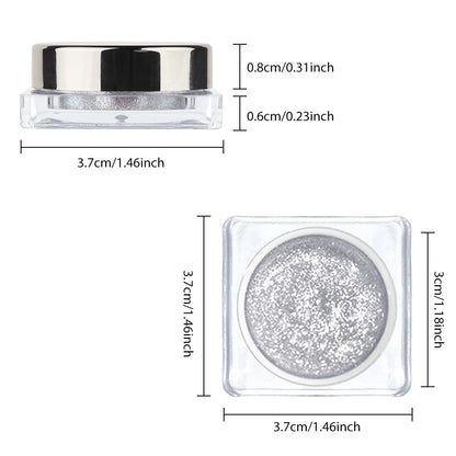 Single Cream Glitter Eyeshadow, Shimmer Eyeshadow Palette, Korean Eye Glitter Makeup, Ultra-Blendable, Sparkle Silver Eye Shadow, Single Shade Metallic Pigmented (Silver)