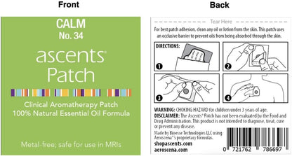 Calm No. 34 Patche for Stress Relief | Essential Oil Blend Natural Aromatheraphy Stickers | Non-Metallic Safe for MRI, Easy Peel and Stick Aroma Calming Patch,50 Patches Pack