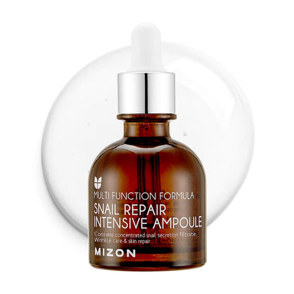 MIZON Snail Repair Intensive Ampoule with Snail Mucin, Hyaluronic Acid & Vitamin E – Hydrating & Wrinkle Care Serum for Skin Elasticity & Repair (1.01 fl oz)