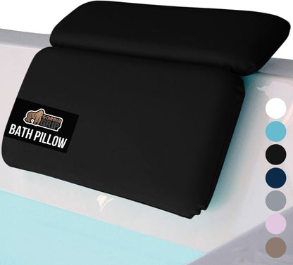 GORILLA GRIP Bath Pillow for Tub, Improved Suction Cups, Luxury Bathtub Pillows, Headrest for Neck and Back Support, Relaxing Home Spa, Hot Tubs and Bathroom Essentials, Gifts for Women, 2 Panel Black