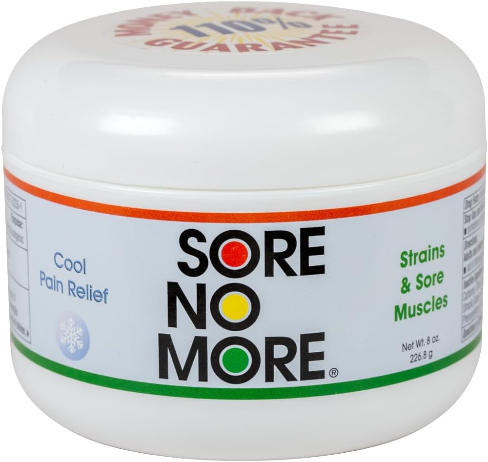 Sore No More Cool Relieving Gel for Aches & Pains in Muscles & Joints associated with Strains, Bruises & Sprains | Absorbs Quickly with a Refreshing Lemon Aroma | 8 oz Jar