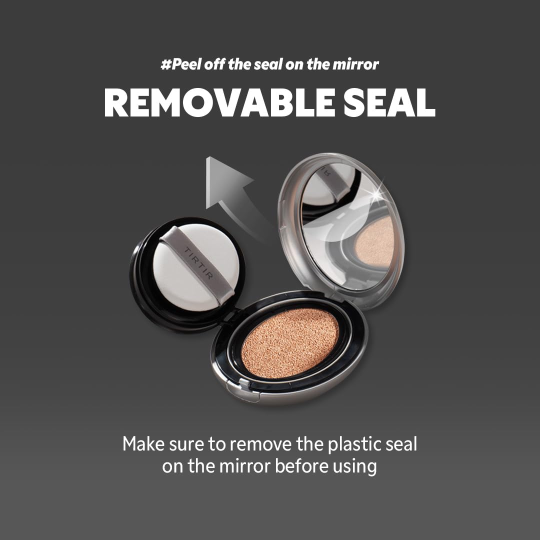 TIRTIR Mask Fit Aura Silver Cushion Foundation | Semi-glow Finish, Natural Coverage, Moisturizing, Lightweight, Korean cushion foundation (#24W Soft Beige, Full Size, 0.63 Fl Oz)