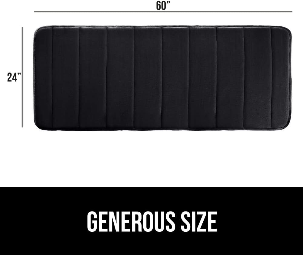 GORILLA GRIP Memory Foam Bath Mat, Soft Absorbent US Designed Bathroom Rug, Gripping Dots Machine Washable Bathmat, Cushioned Floor Mats, Shower Sink Rugs Room Décor Accessories, 60x24 Black
