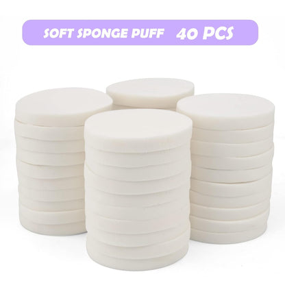 40 PCS Makeup Blenders Sponges Set, Use for Dry and Wet, Perfect for Full Face Curve Blending, Cream, Liquid, Powder Foundation Cosmetics, Latex Free & Soft & Flexible, Round
