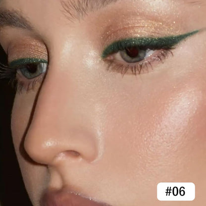 evpct Green Glitter Eyeliner Pencil for Eyes, Dark Emerald Green Metallic Shimmer Eye Liner Pencil Makeup Waterproof Smudge Proof, Colored Gel Waterline Eyeliner, Face Eye Paint Stick Halloween Makeup