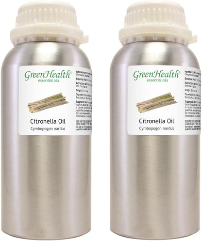 2 Bottles - 16 fl oz Citronella Essential Oil (100% Pure & Uncut), Aluminum Bottle - GreenHealth