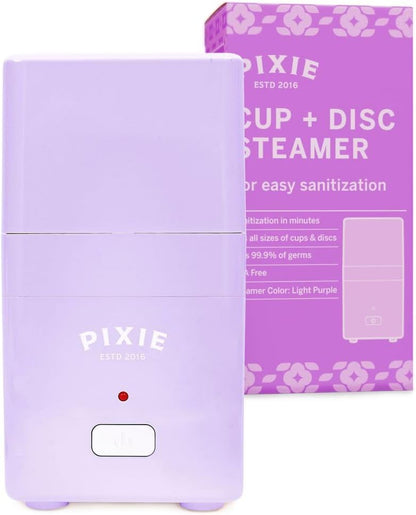 Pixie Menstrual Cup Sterilizer - Ranked 1 for The Best Steamer - Kills 99.9% of Germs with Cleaner Steam - Wash Your Period Disc or Cup in 3 Minutes! - Automatic Timing Shut-Off Switch