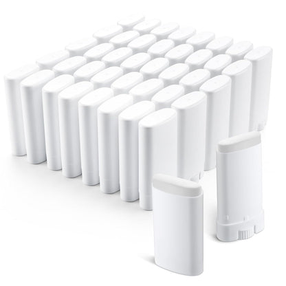 Wesiti 100 Pcs Plastic Empty Deodorant Containers 1/2 oz Travel Deodorant 15ml Refillable Containers Tubes Oval Lip Balm Tubes for Lip Balm DIY (White)