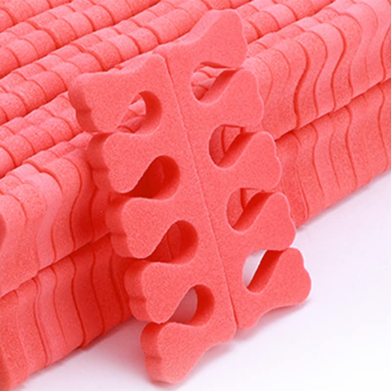 100PCS Sponge Toe Separator, Soft Toe Spreader Nail Art Finger Separator Divider Spacer Manicure Pedicure Tool for Nail Polish (Red)