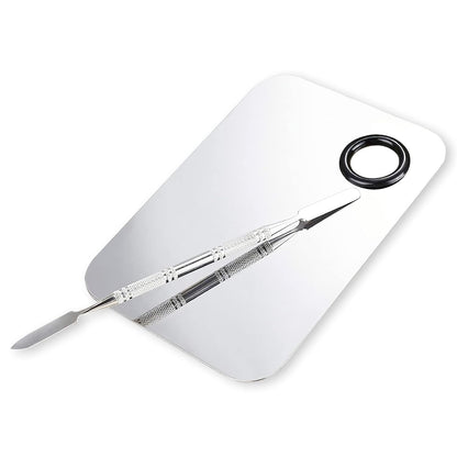 Makeup Mixing Palette, Upgrad Stainless Steel Metal Mixing Tray with Spatula Artist Tool for Mixing Foundation Nail-Art