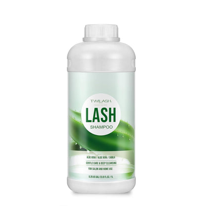 Lash Shampoo Bulk, Eyelash Cleanser for Extensions 1 Liter, Safe Makeup Remover, Non-irritating or Burning Formula Eyelid Foaming Cleanser for Professional Salon and Home Use (Aloe Vera-1L)