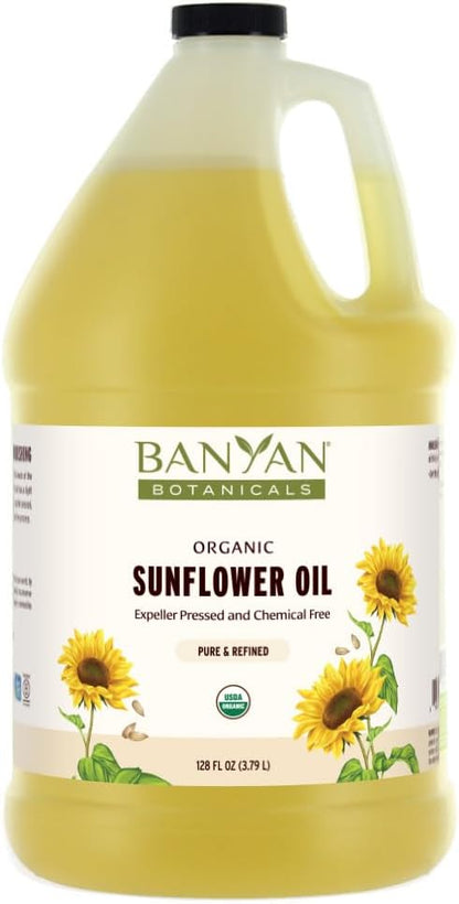 Banyan Botanicals Sunflower Oil – Pure & Organic Sunflower Seed Oil for Skin, Body, Hair & More – Multiple Sizes – 128 oz – Expeller Pressed Non GMO Chemical Free