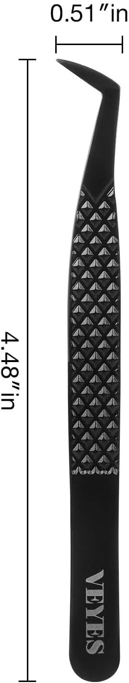 VEYES INC Lash Tweezers for Eyelash Extensions,High Precision Tweezers for Individual Classic and Volume Lash,Stainless Steel Tweezers-90 Degree