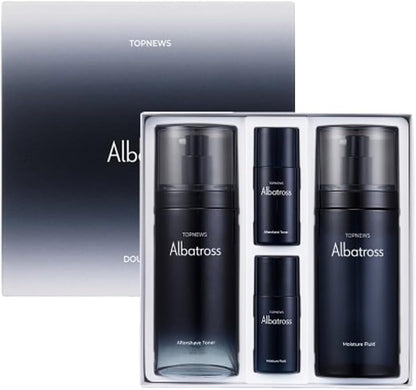CHARMZONE Albatross Skincare for Men Aftershave Toner and Emulsion Set Father's Day Gift Set Hydrating Moisturizing Nourishing Toner+ Fluid + Travel size Total of 10.5 fl.oz