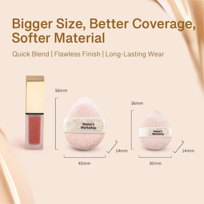 Pink Velvet Powder Puffs, Laser-Cut Rose Design, Dual-Sided, Travel Size & Wide M Size for Pressed Powder, Blush & Contour,5pcs Plush Puffs & Storage Case