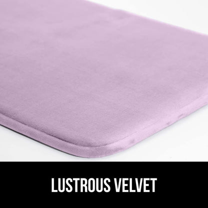 GORILLA GRIP Memory Foam Bath Mat, Soft Absorbent Velvet Bathroom Mats, Durable Dots on Underside, Machine Washable Bathmat, Carpet Rug Room Decor for Shower Tub Floor RV, 24x17 Rugs, Purple