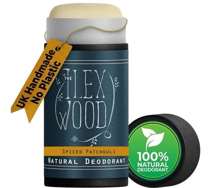The Ilex Wood - Spiced Patchouli Woody Natural Deodorant - 2.4 fl oz. Natural Deo in Recyclable Cardboard Tube, Vegan, no Plastic, no Alcohol, no Toxins, no Aluminium Salts & Cruelty Free for Women & Men