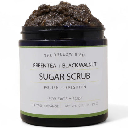 Natural Green Tea Sugar Scrub. Face, Body, and Foot Exfoliator. Helps with Moisturizing, Acne, Celluite, Wrinkles, and Exfoliating Dead Skin.