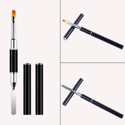 Dual-Ended Polygel Brush & Picker Brush, 2 IN 1 Design Poly Gel Nail Art Brushes Tool, Stainless Steel Manicure Spatula Builder for PolyGel UV Acrylic Nails Extension (6pcs)