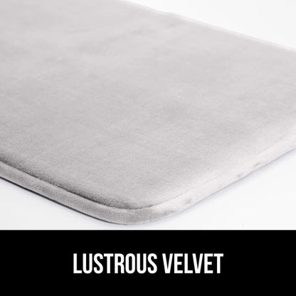 GORILLA GRIP Memory Foam Bath Rugs, Soft Absorbent Velvet Bathroom Mats, Durable Dots on Underside, Machine Washable Bathmat, Carpet Rug Room Decor for Shower Floor, 24x17 Mat, Light Gray