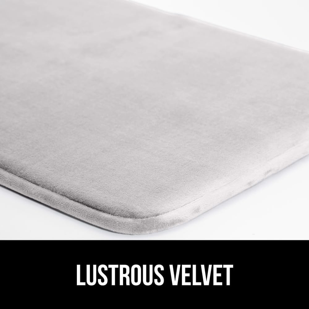 GORILLA GRIP Memory Foam Bath Rugs, Soft Absorbent Velvet Bathroom Mats, Durable Dots on Underside, Machine Washable Bathmat, Carpet Rug Room Decor for Shower Floor, 36x24 Mat, Light Gray