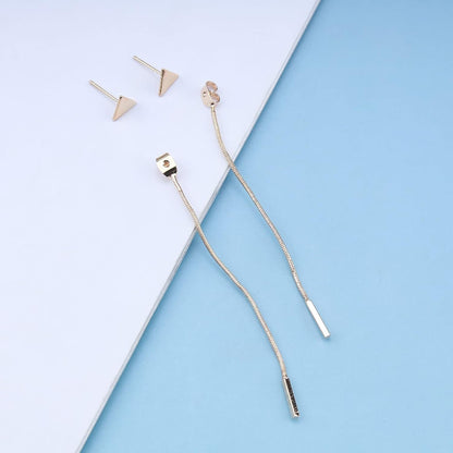 Vintage Bar Drop Earrings Triangle Stud Earrings Round Snake Chain Earrings Gold Long Chain Tassel Earrings Jewelry for Women and Girls