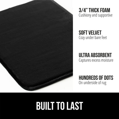 GORILLA GRIP Memory Foam Bath Mat, Soft Absorbent Velvet Bathroom Mats, Durable Dots on Underside, Machine Washable Bathmat, Carpet Rug Room Decor for Shower Tub Floor RV, 36x24 Rugs, Black