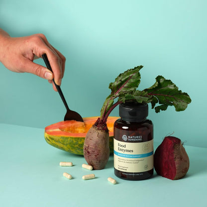 Nature's Sunshine Food Enzymes - Digestive Support with Prebiotics and Probiotics for Gut Health - Digestive Enzyme Supplement for Digestive Health and Relief from Occasional Indigestion