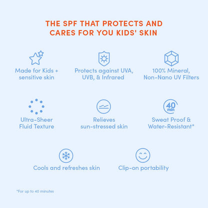 Evereden SPF50 Fluid Silk Mineral Kids Sunscreen: Clean Cooling Non-Nano UVA, UVB, & IR Protection for Sensitive Skin - Sheer, Lightweight, & Waterproof for Up to 40 Mins - Beach Day Toddler Sunscreen