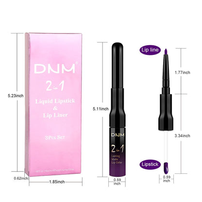 evpct 3Pcs Burgundy Red Black Dark Purple Matte Lip Liner & Liquid Lipstick Stain Makeup Set for Women, Lip Liner Stain Long Lasting Waterproof Smudge Proof, Cruelty Free Lip Makeup 24 hours originale