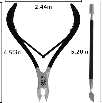 Professional Cuticle Trimmer with Cuticle Pusher Nail Cuticle Remover Nipper Silver Stainless Steel Sharp Blades Manicure Tools with Double Spring Nail Care Pedicure Nail Tools Home Spa (Black)