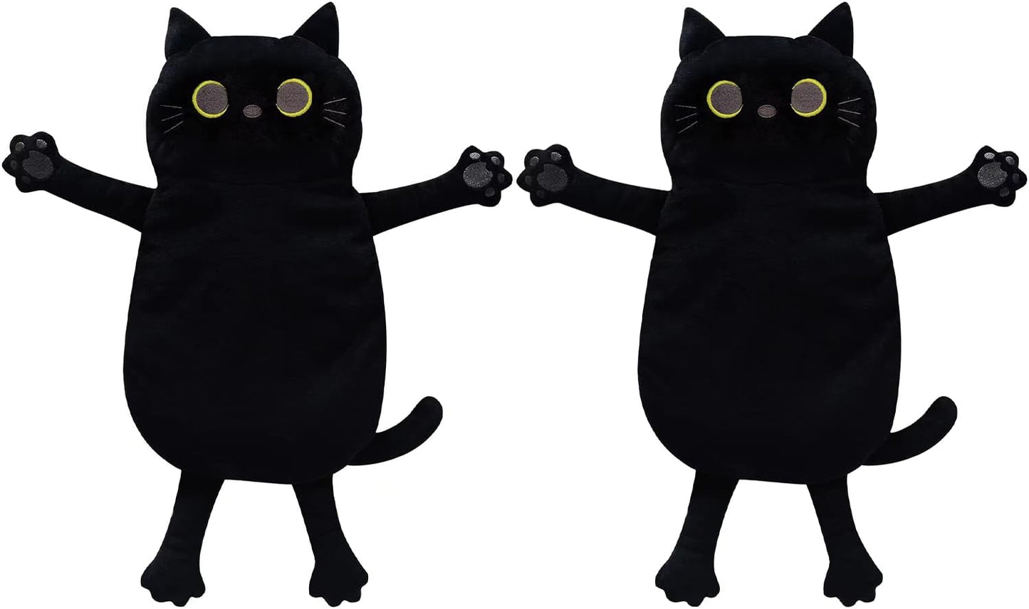 2PCS Microwave Heating Pads for Cramps Pain Relief, 17 * 9" Moist Microwavable Period Menstrual Heat Packs for Cramps, Back, Neck, Shoulder, Abdomen, Black Cat