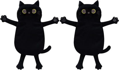 2PCS Microwave Heating Pads for Cramps Pain Relief, 17 * 9" Moist Microwavable Period Menstrual Heat Packs for Cramps, Back, Neck, Shoulder, Abdomen, Black Cat