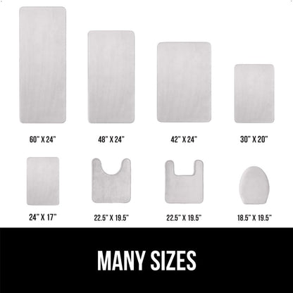 GORILLA GRIP Memory Foam Bath Rugs, Soft Absorbent Velvet Bathroom Mats, Durable Dots on Underside, Machine Washable Bathmat, Carpet Rug Room Decor for Shower Floor, 60x24 Mat, Light Gray