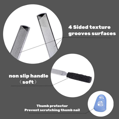 2 Pieces Toe Nail Files for Thick Nails,Stainless Steel, 4 Sides for Men Seniors & Dogs