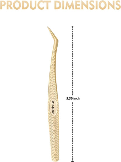 Ms.Queen Lash Tweezers for Eyelash Extension-Professional Lashing Tweezers for Mega Volume Mink Eyelashes Extensions Applying