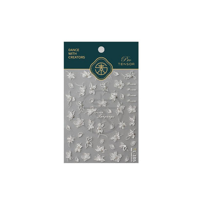 5D Embossed Flower Nail Stickers for Nail Art White Floral Nail Art Stickers Self-Adhesive Pearls Nail Art Decals for Women Nail Supplies Art Design Stickers (1, White Flower)