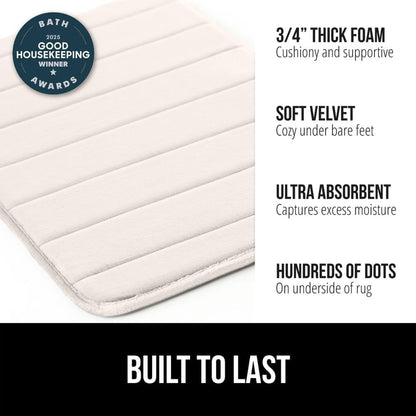GORILLA GRIP Memory Foam Bath Mat, Soft Absorbent US Designed Bathroom Rug, Gripping Dots Machine Washable Bathmat, Cushioned Floor Mats, Shower Sink Rugs Room Décor Accessories, 30x20 Cream