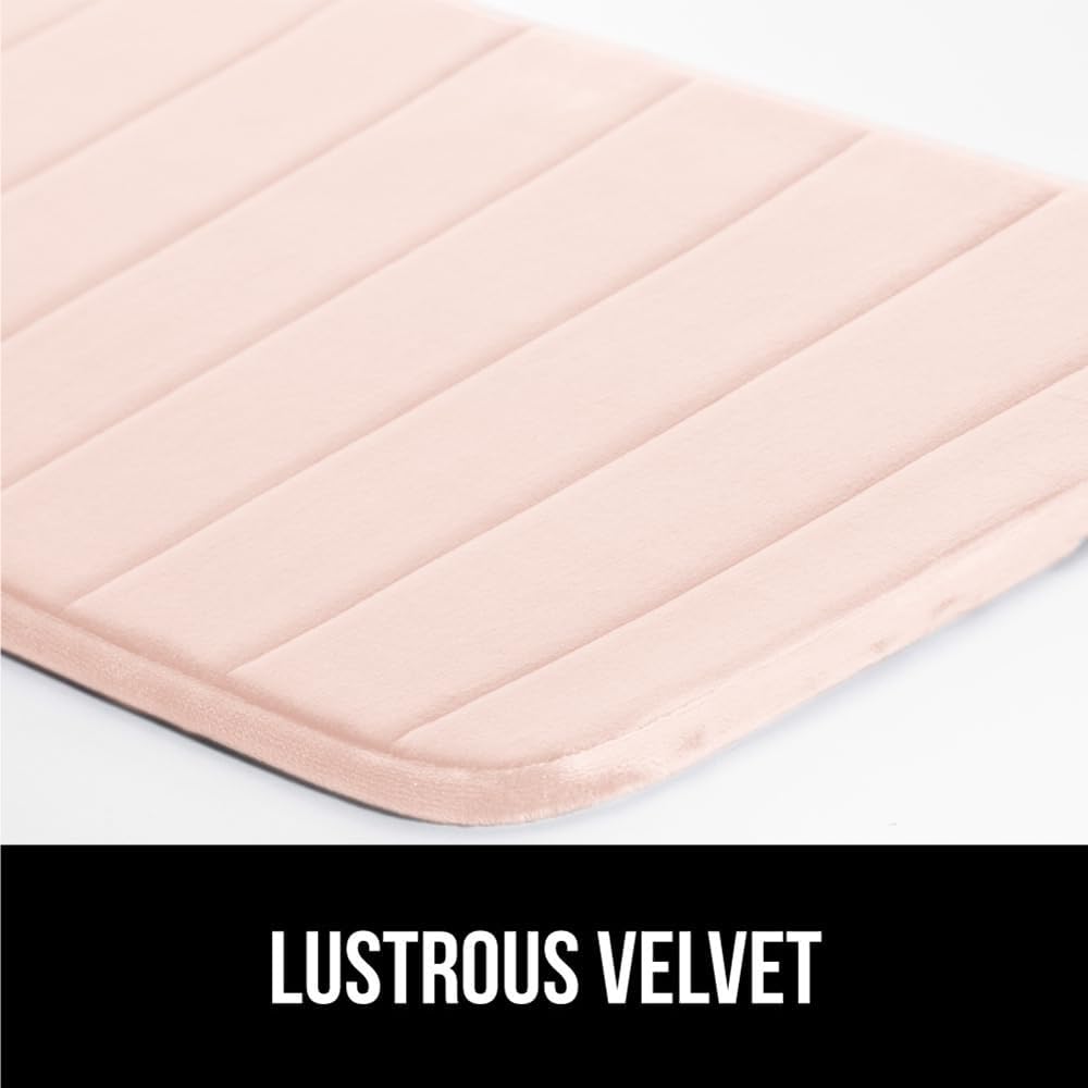 GORILLA GRIP Memory Foam Bath Mat, Soft Absorbent US Designed Bathroom Rug, Gripping Dots Machine Washable Bathmat, Cushioned Floor Mats, Shower Sink Rugs Room Décor Accessories, 24x17 Pink