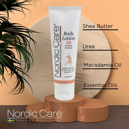 Nordic Care Foot Cream & Body Lotion - Intensive Repair 1 Body Lotion (3oz) & 2 Foot Cream (6oz) with Urea & Macadamia Oil for Cracked Heels & Dry Skin, Provide Hydration & Prevent Cracking